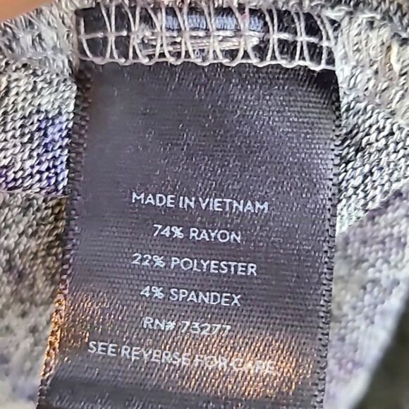 Simply Vera Asyemetrical Top, Cowl Neck,Floral,Gray, Purple & Yellow, Size Large - Picture 9 of 9